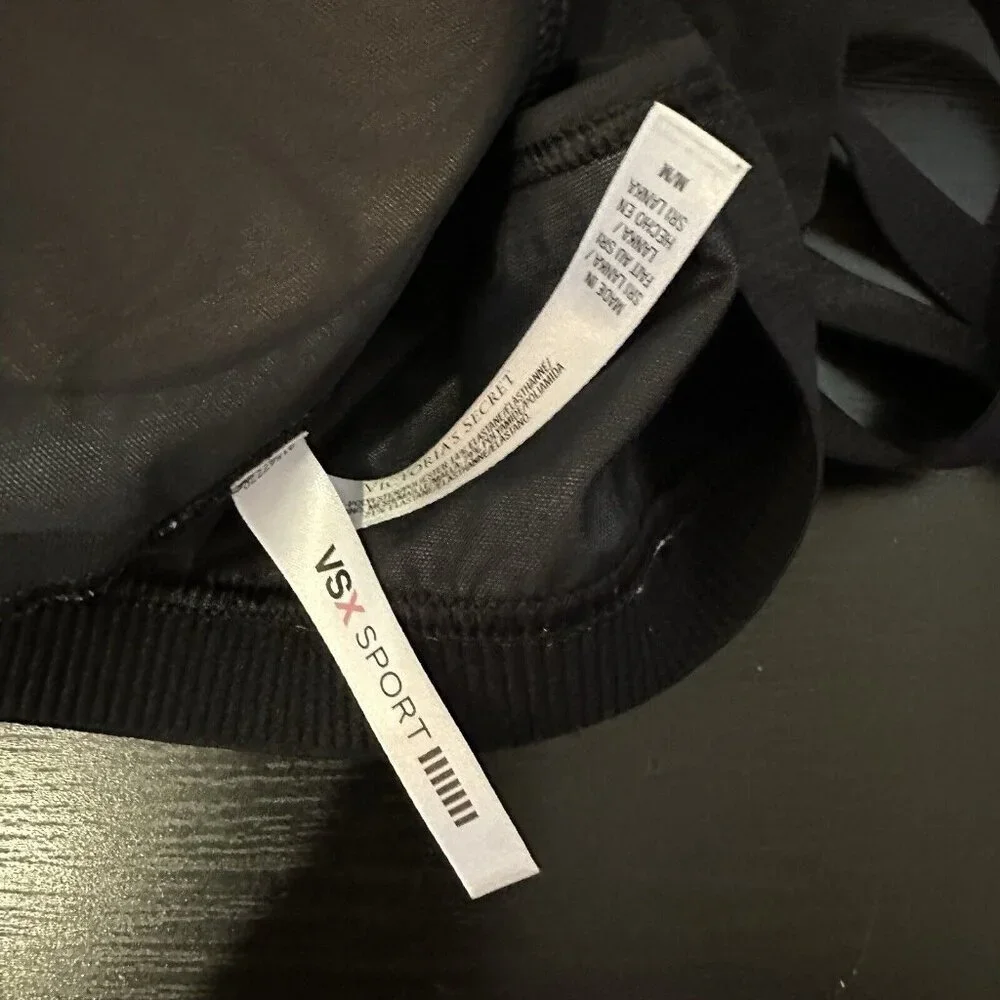 Victoria’s Secret VSX Sport Bra Black White Medium Space Dye‎ Heather